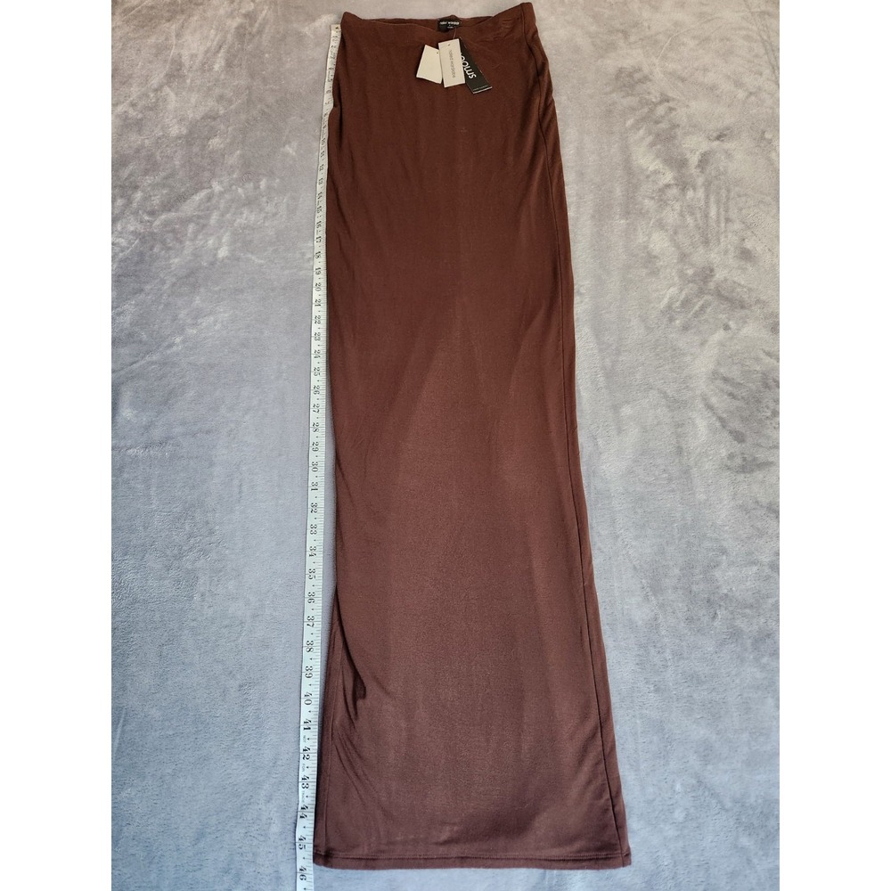New Naked Wardrobe Chocolate Brown Long Bodycon Stretchy Skirt Small S Tall Nwt - Picture 3 of 10